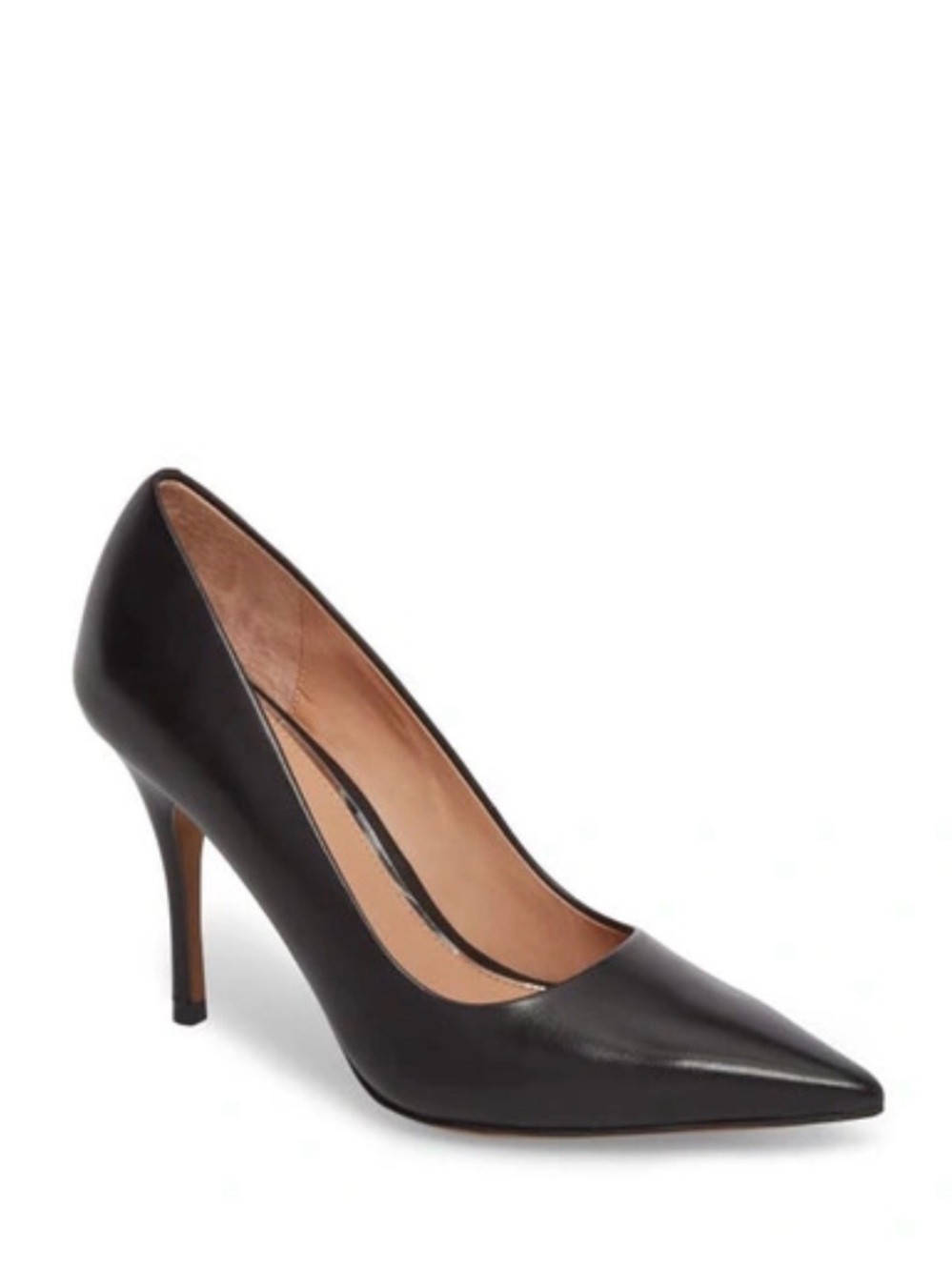Paolo Black Pointed-Toe Leather Pumps - Women's Heels